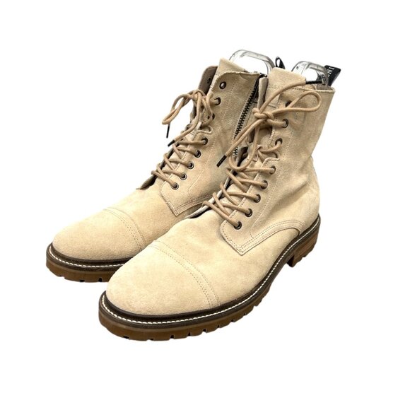 Suede Beige Lace Boots Allsaints Piero Lace Up Cap Toe Boots Suede